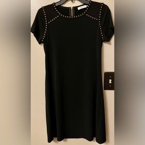 Calvin Klein Black Knee Length Dress with Gold Studs